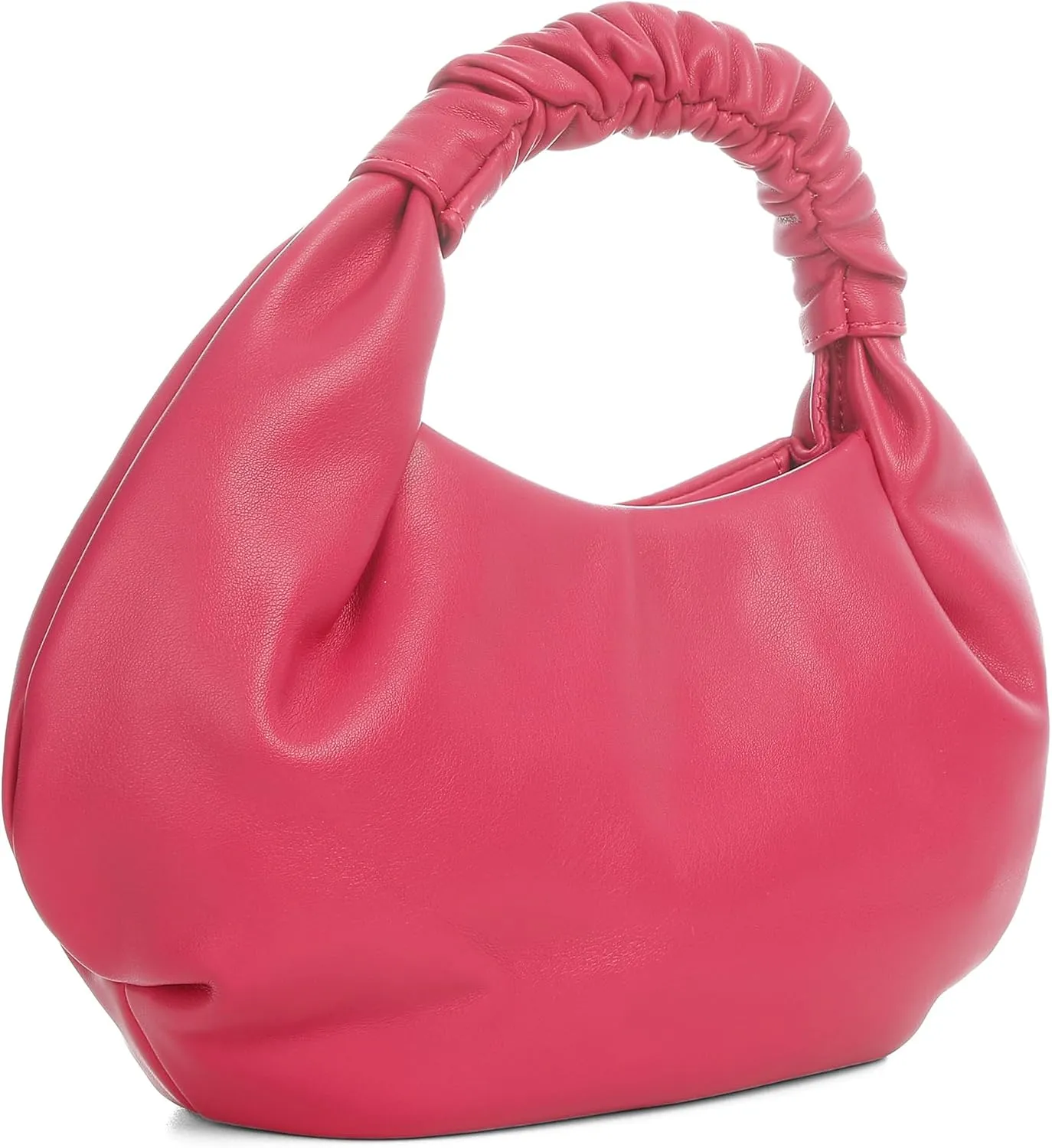 Chic Top Handle Bag for Women Small Ruched Hobo Handbag Soft Faux Leather Tote Bags Purse