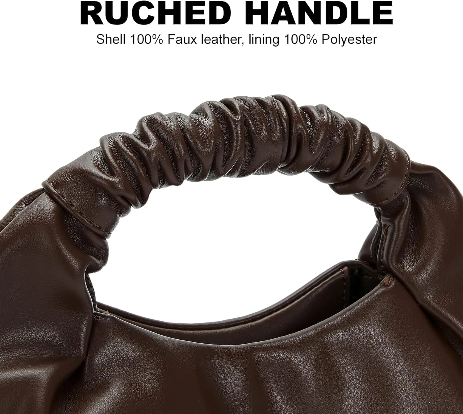 Chic Top Handle Bag for Women Small Ruched Hobo Handbag Soft Faux Leather Tote Bags Purse
