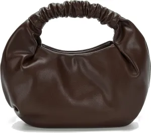 Chic Top Handle Bag for Women Small Ruched Hobo Handbag Soft Faux Leather Tote Bags Purse