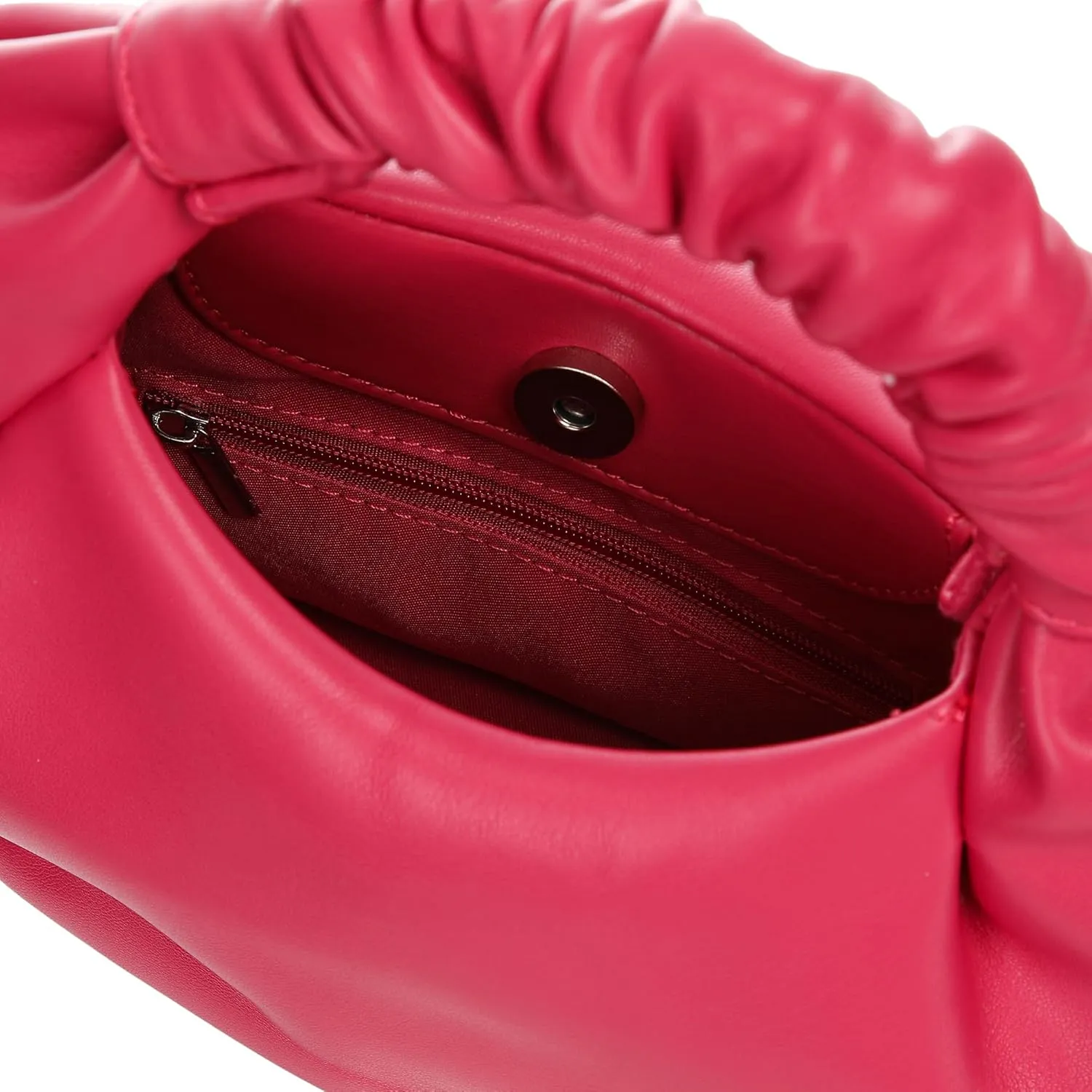 Chic Top Handle Bag for Women Small Ruched Hobo Handbag Soft Faux Leather Tote Bags Purse