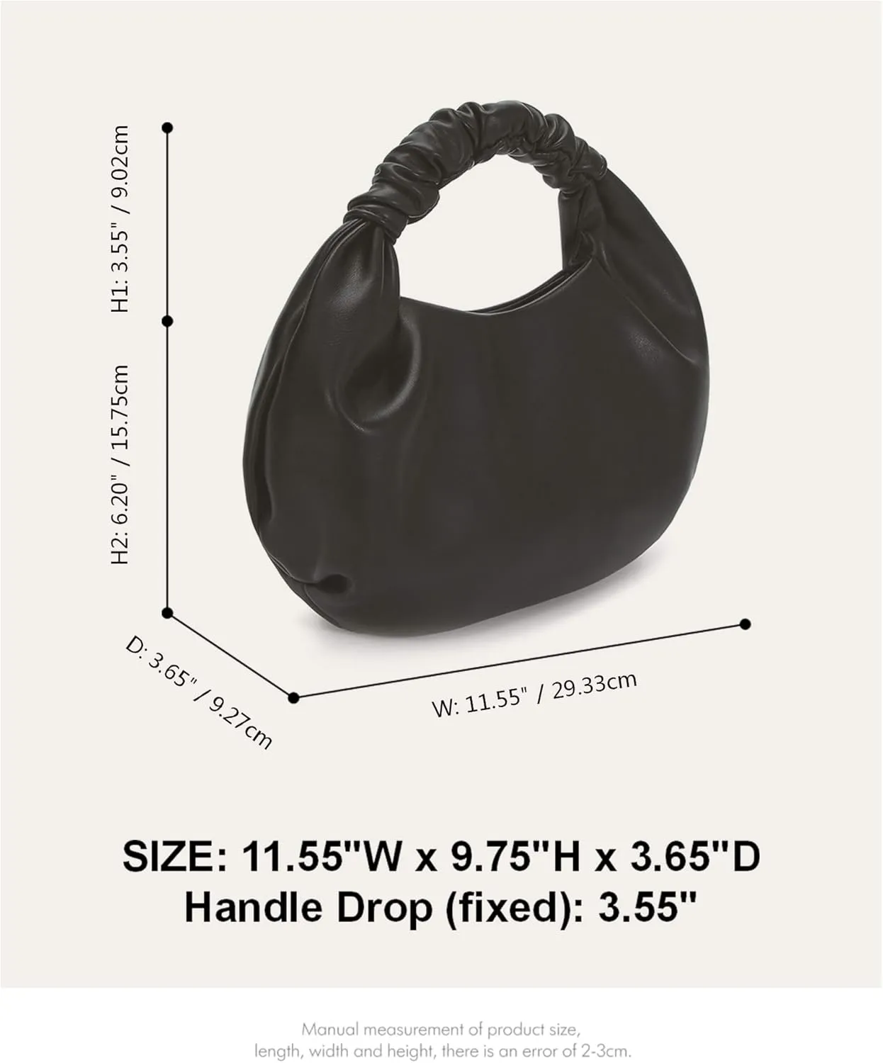 Chic Top Handle Bag for Women Small Ruched Hobo Handbag Soft Faux Leather Tote Bags Purse