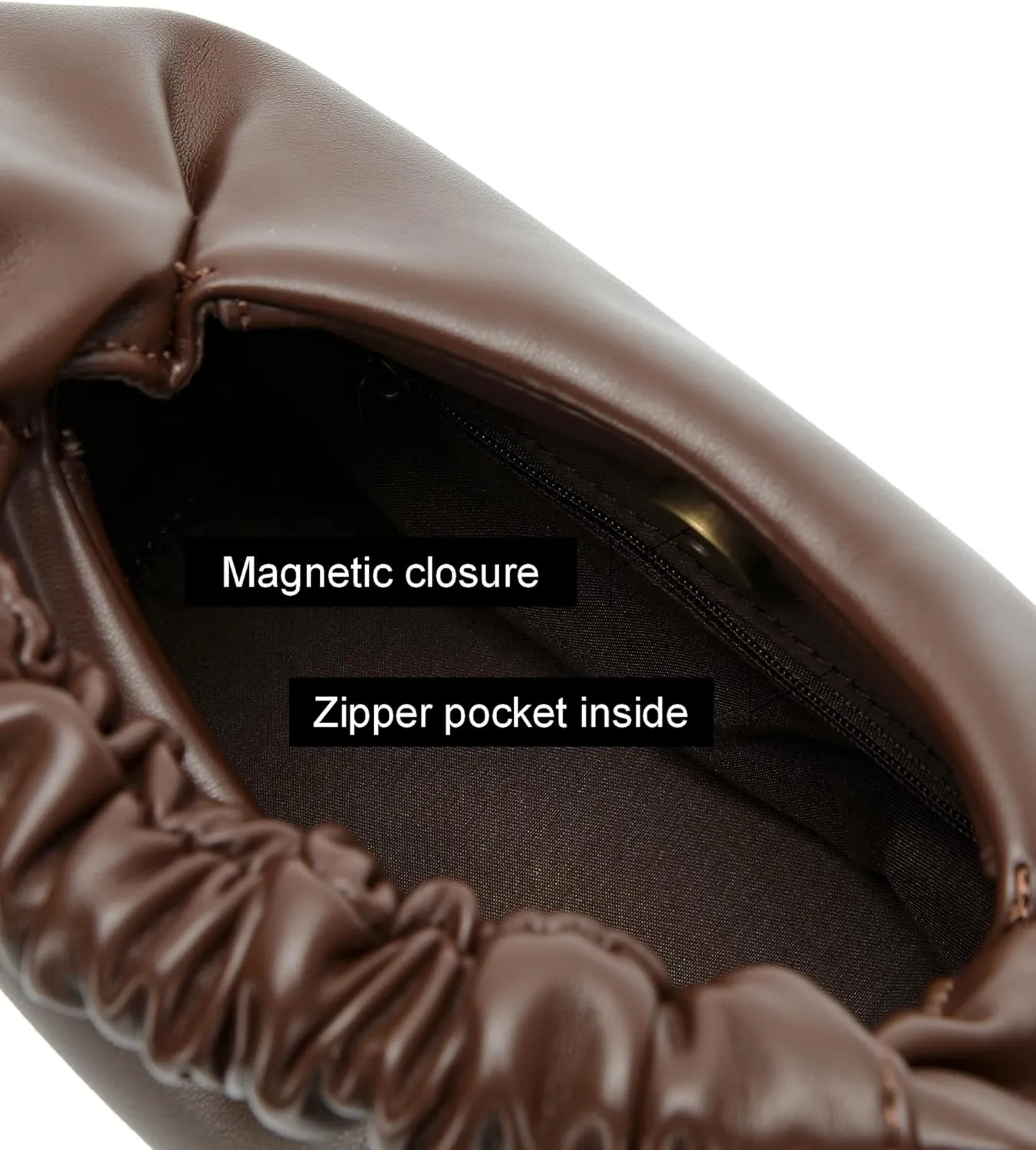 Chic Top Handle Bag for Women Small Ruched Hobo Handbag Soft Faux Leather Tote Bags Purse