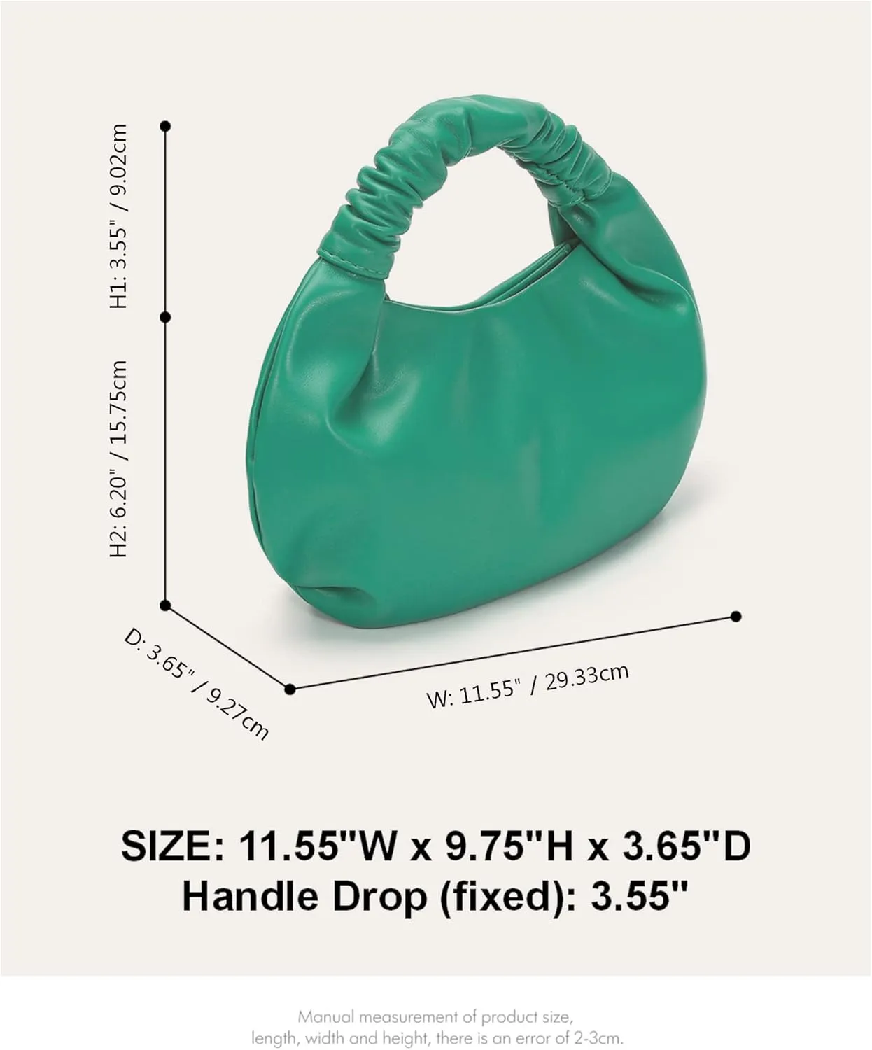 Chic Top Handle Bag for Women Small Ruched Hobo Handbag Soft Faux Leather Tote Bags Purse