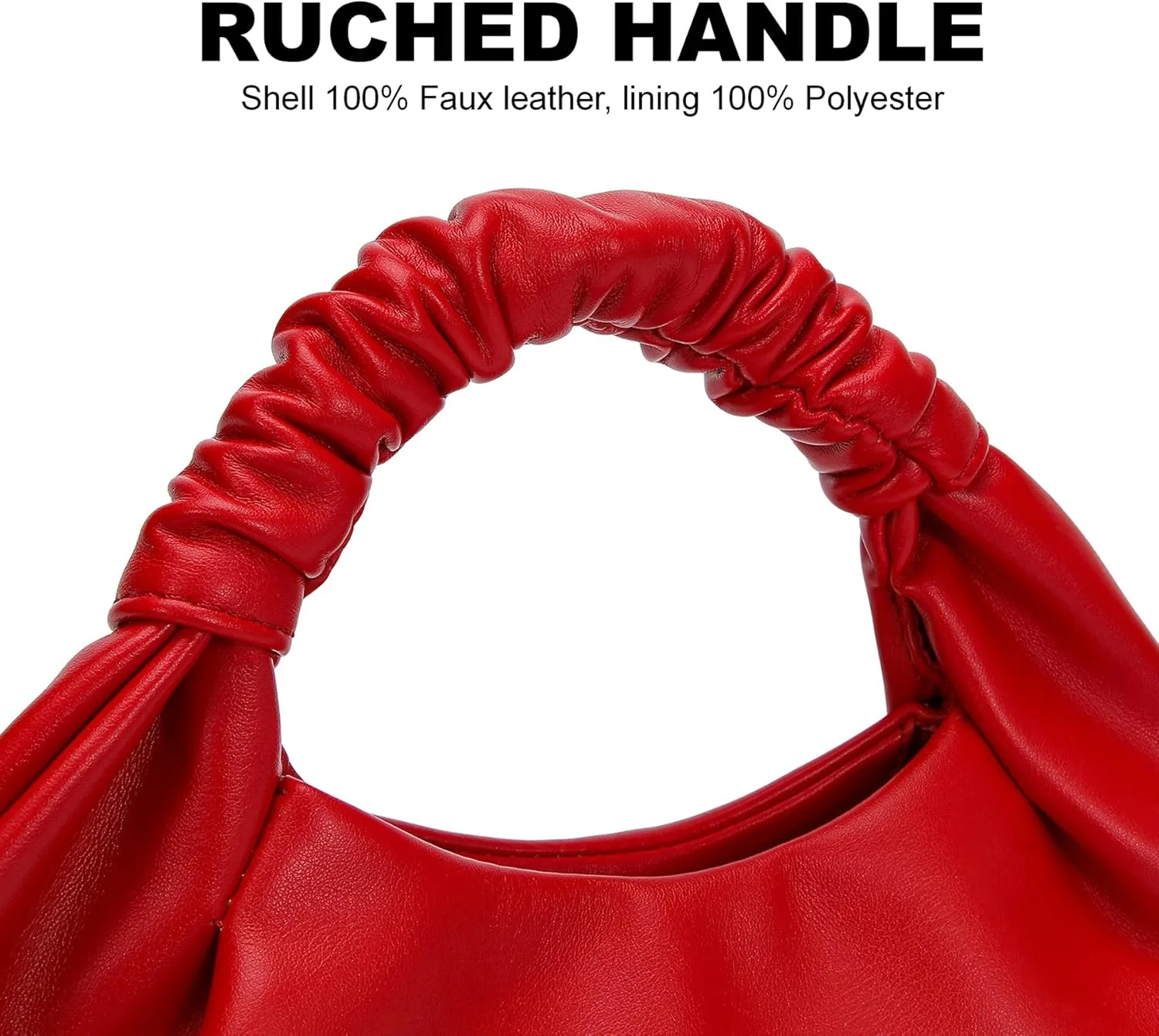 Chic Top Handle Bag for Women Small Ruched Hobo Handbag Soft Faux Leather Tote Bags Purse