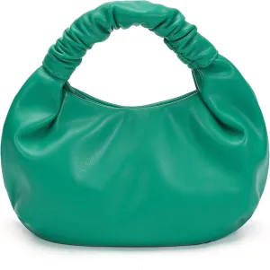 Chic Top Handle Bag for Women Small Ruched Hobo Handbag Soft Faux Leather Tote Bags Purse