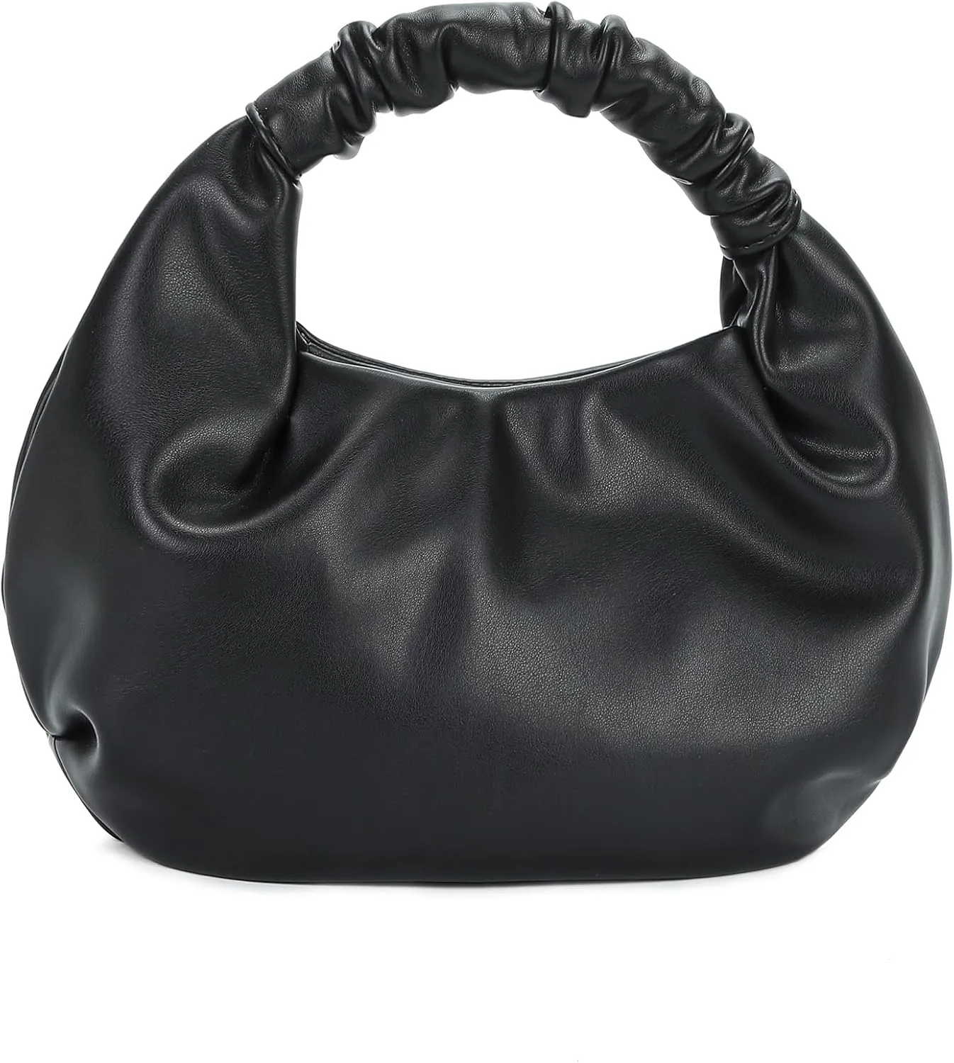 Chic Top Handle Bag for Women Small Ruched Hobo Handbag Soft Faux Leather Tote Bags Purse