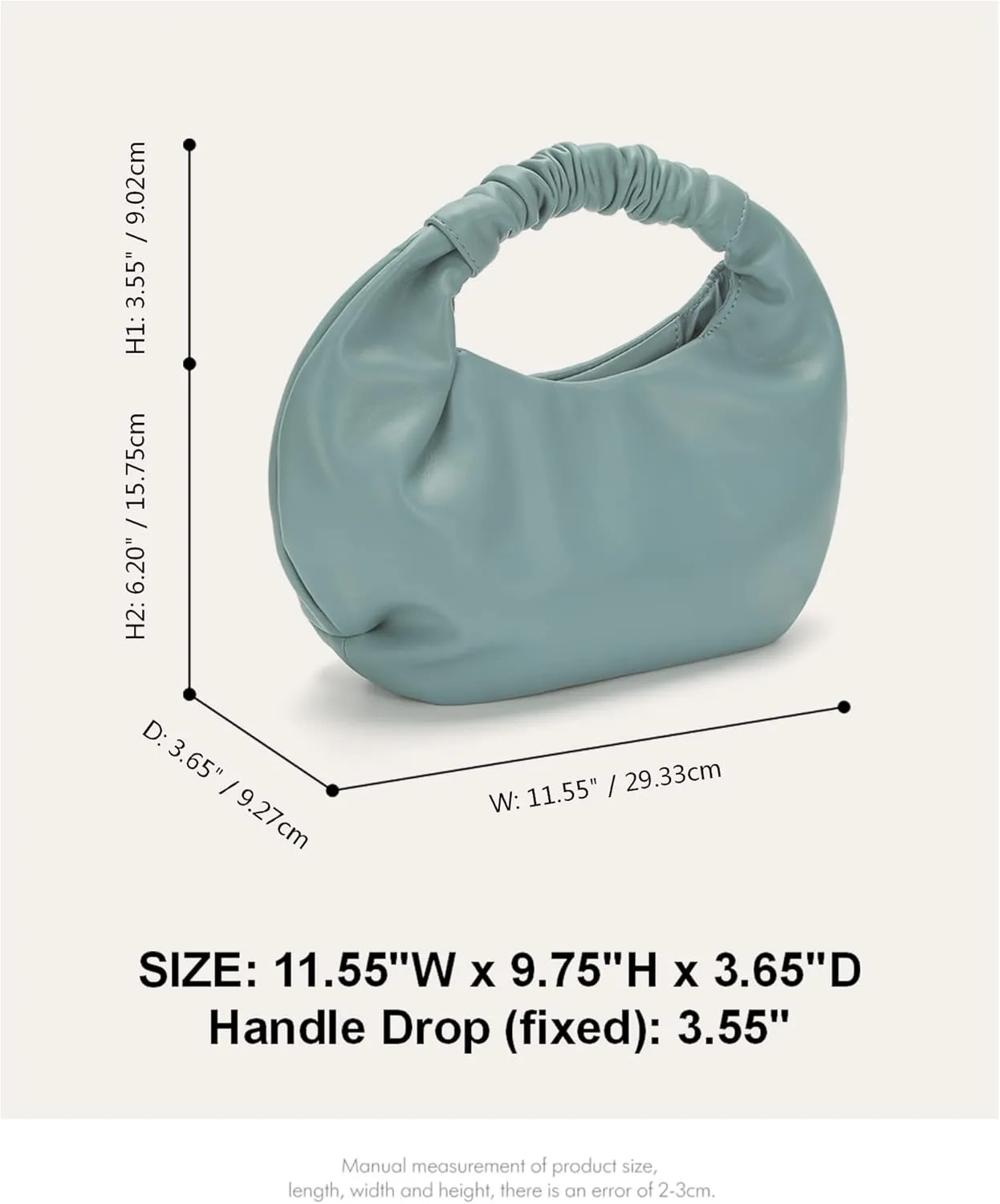 Chic Top Handle Bag for Women Small Ruched Hobo Handbag Soft Faux Leather Tote Bags Purse