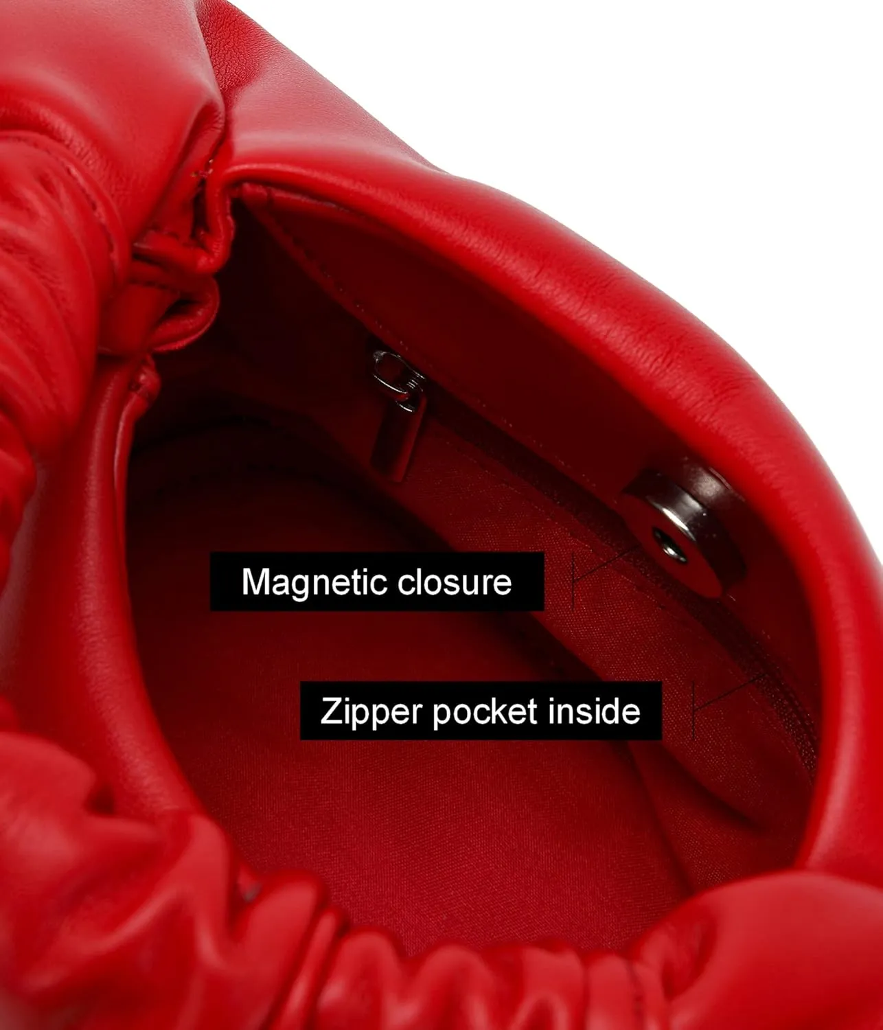 Chic Top Handle Bag for Women Small Ruched Hobo Handbag Soft Faux Leather Tote Bags Purse