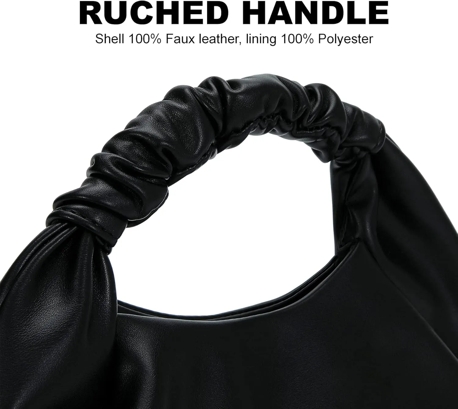 Chic Top Handle Bag for Women Small Ruched Hobo Handbag Soft Faux Leather Tote Bags Purse