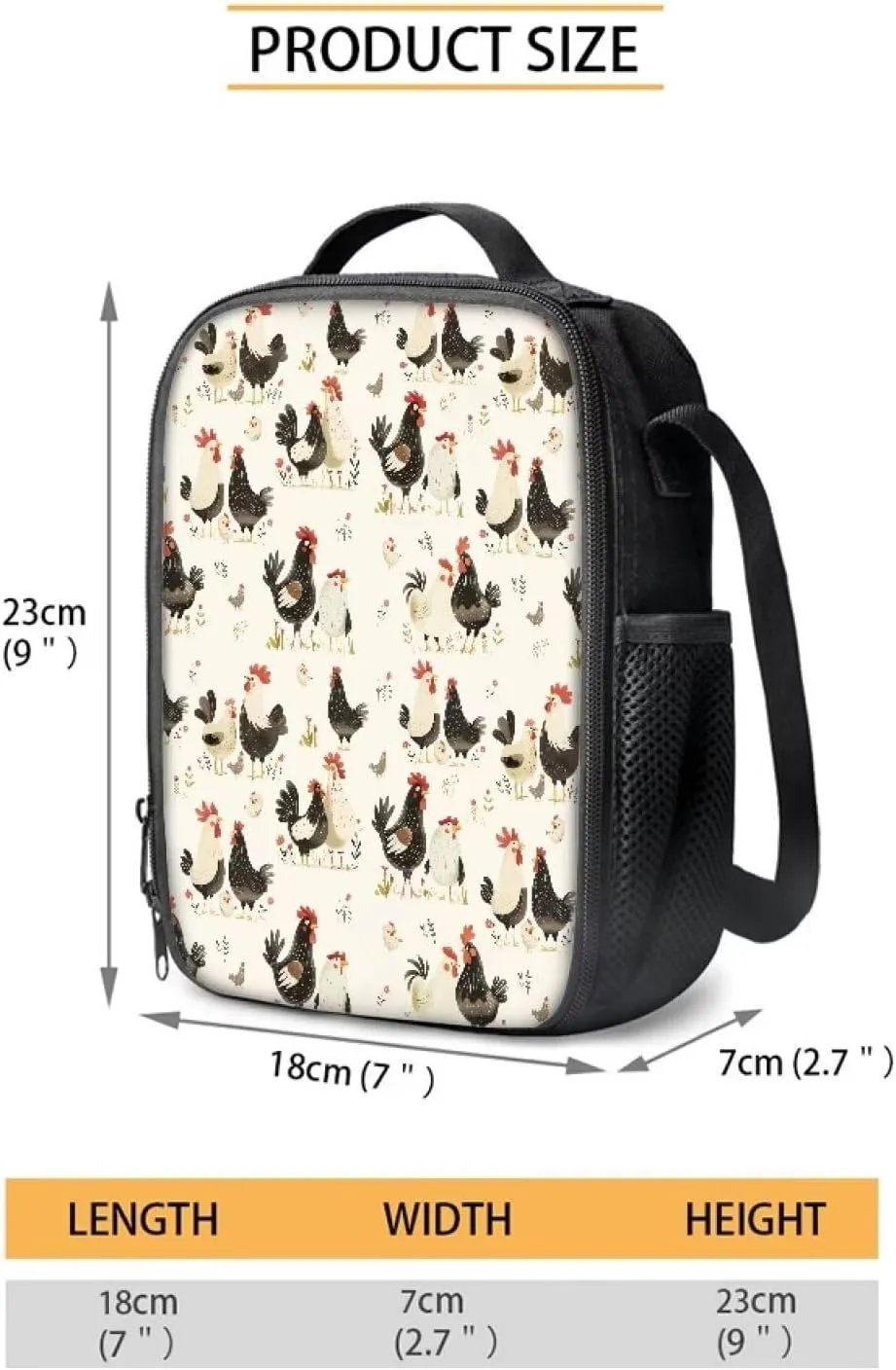 Chicken Backpack for Girls 6-8 Fashion Backpack Set Large Capacity School Bag Portable Thermal Meal Prep Container Mini Pen Case 3 in 1