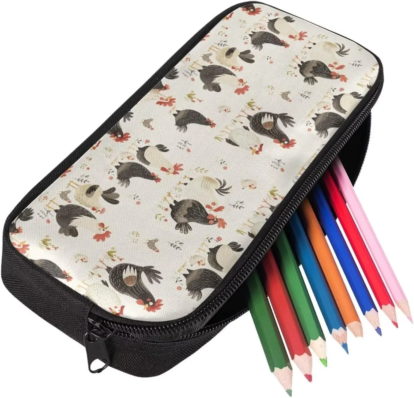 Chicken Backpack for Girls 6-8 Fashion Backpack Set Large Capacity School Bag Portable Thermal Meal Prep Container Mini Pen Case 3 in 1