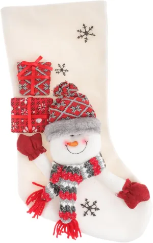 Ciieeo Christmas Stocking Storage Bag Snowman Xmas Present Pouch for Fireplace Tree Decoration Adorable Holiday Present Storage with Rope for Festive Atmosphere