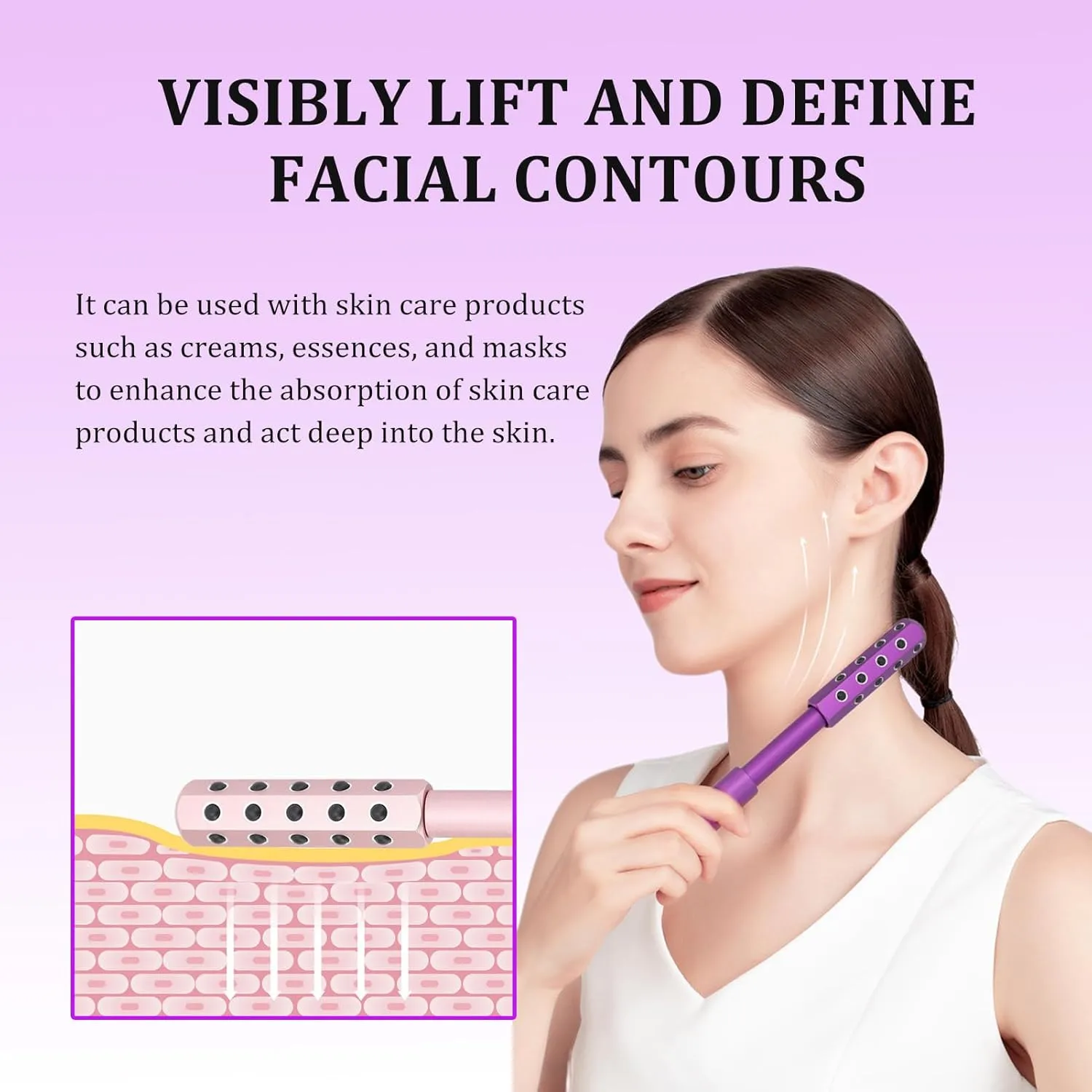Clarvaa Sculpt & Lift Beauty Roller - 24 Tourmaline Stones Facial Roller for Face Lift, Depuffing and Skin Tightening, Beauty Sculptor Wand, Uplift Facial Roller for Face, Eye, Chin, Body (1 PCS)