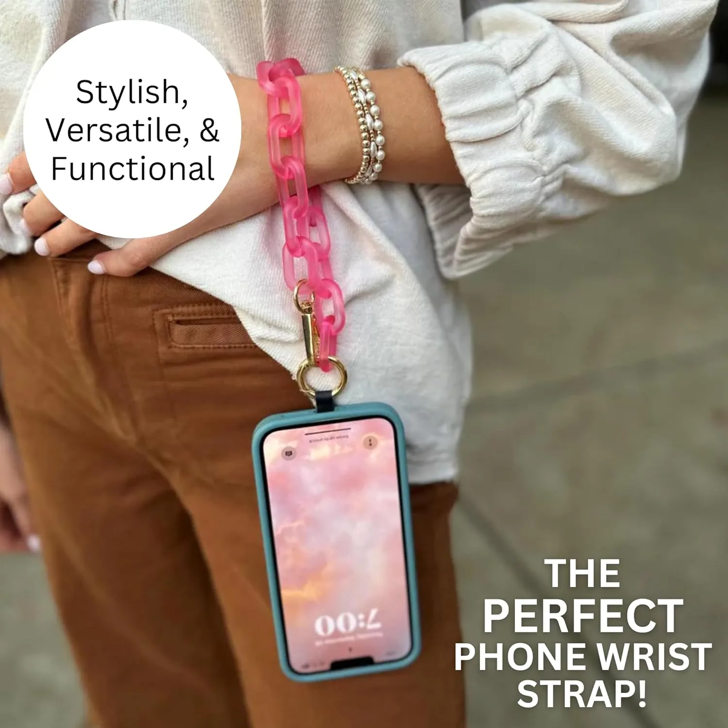 Clip and Go Phone Chain with Pouch (Black - Black Pouch) – Stylish Phone Lanyard Crossbody with Wallet for Women, Hands-Free Carrying and Adjustable Crossbody Chain Strap