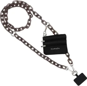 Clip and Go Phone Chain with Pouch (Black - Black Pouch) – Stylish Phone Lanyard Crossbody with Wallet for Women, Hands-Free Carrying and Adjustable Crossbody Chain Strap