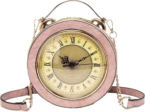 Clock Shaped Purse Women Classic Retro Handbag Crossbody Messenger Shoulder Bag Steampunk Unique Novelty Clock Bag