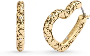COACH Womens Signature Quilted Heart Hoop Earrings