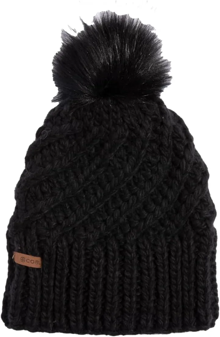 Coal Maizy Soft Knit Cuff Fur Pom Women's Beanie Hat