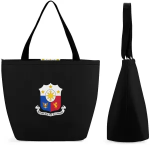 Coat of Arms of Philippines Women's Reusable Shopping Bags Foldable Tote Bag Lightweight Handbag for Work Travel
