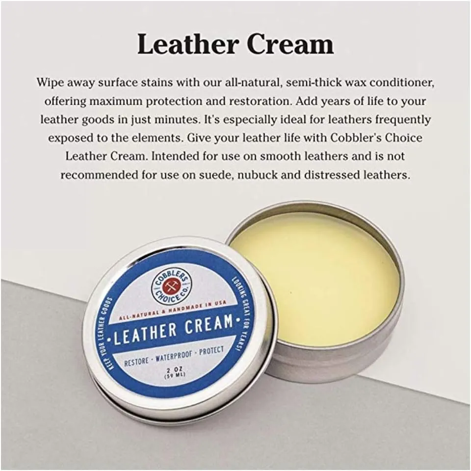 Cobbler's Choice Co. Finest Quality All Natural Leather Cream - Made with Triple Filtered BeesWax