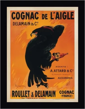 Cognac de l Aigle by Leonetto Cappiello - 28" x 36" Framed Canvas Art Print - Black Frame - Ready to Hang