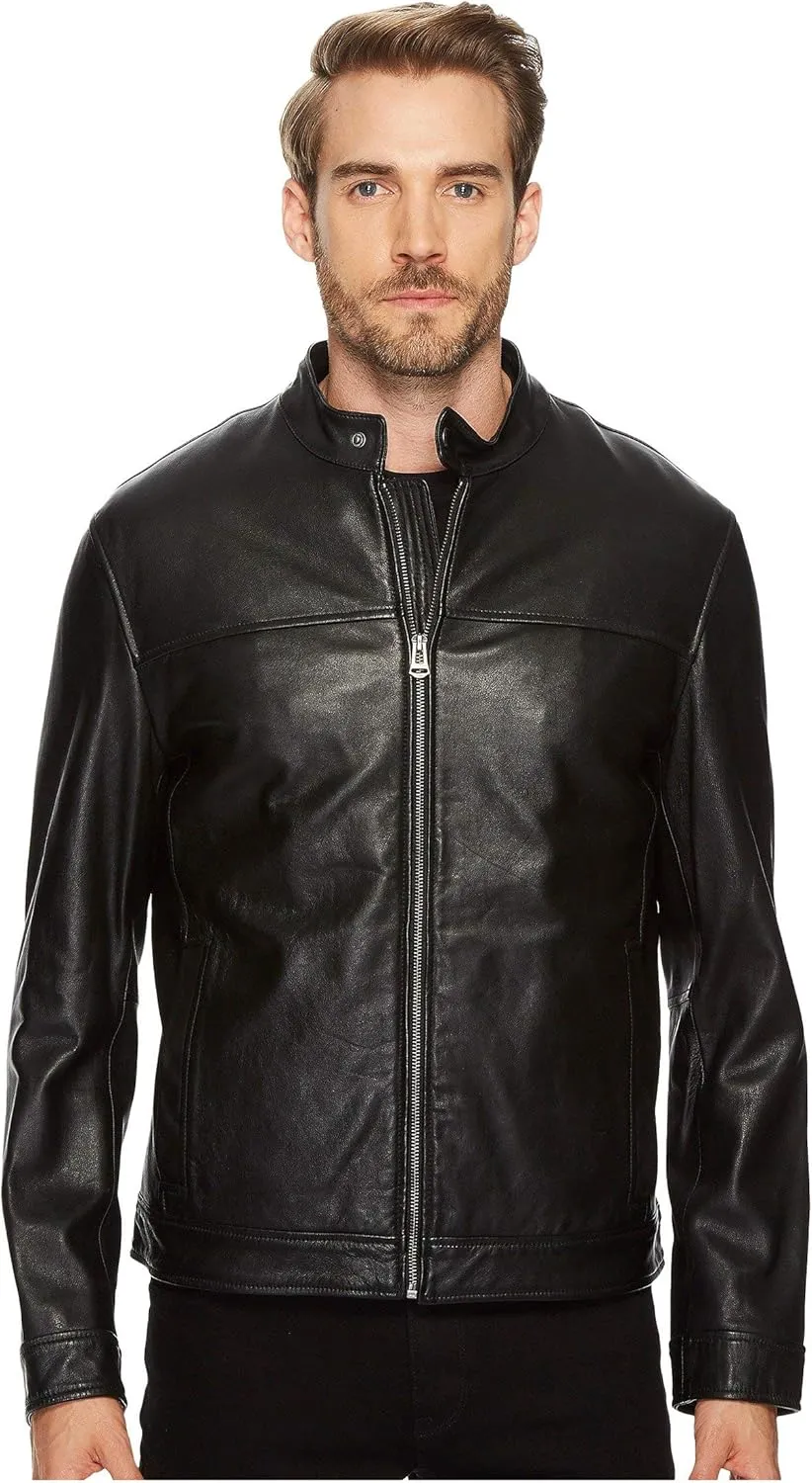 Cole Haan Men's Bonded Leather Moto Jacket