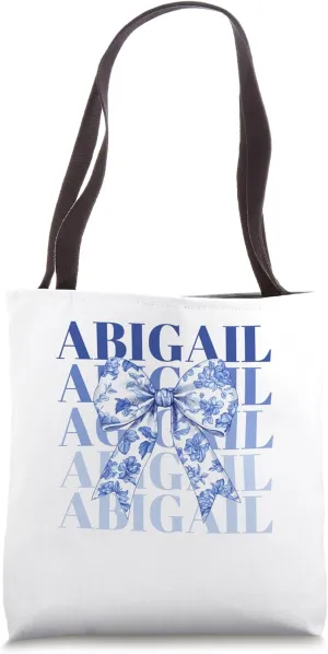 Coquette Custom ABIGAIL Blue French Bow Tote Bag
