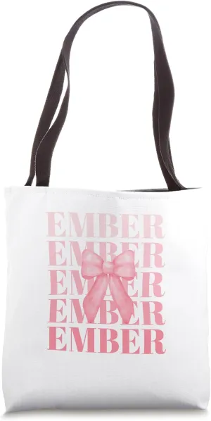 Coquette Custom EMBER Pink Big Bow Tote Bag