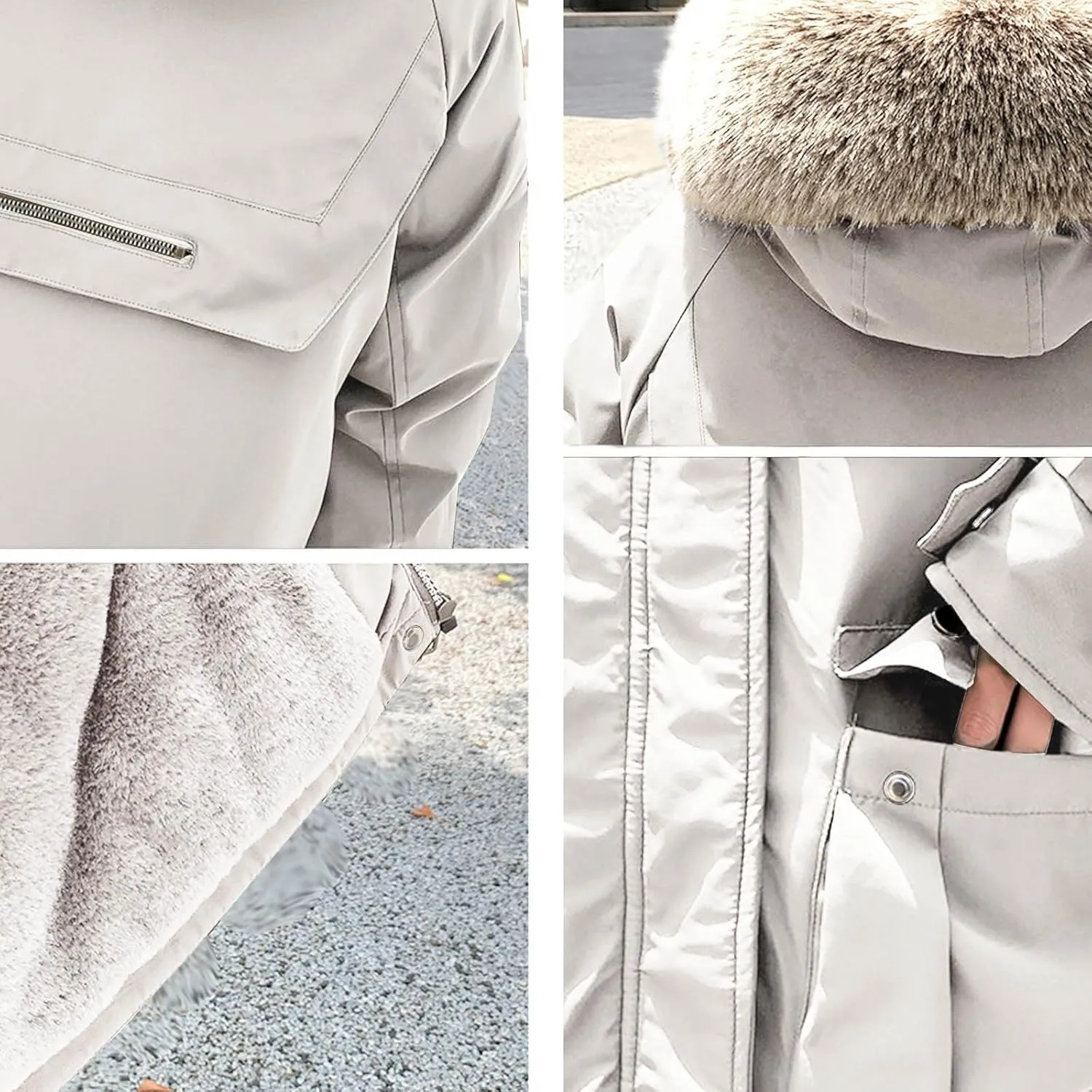 Cotton Winter Puffer Parka Jacket for Women Furry Fur Hooded Quilted Trendy Warm Windproof Thicken Casual Outerwear