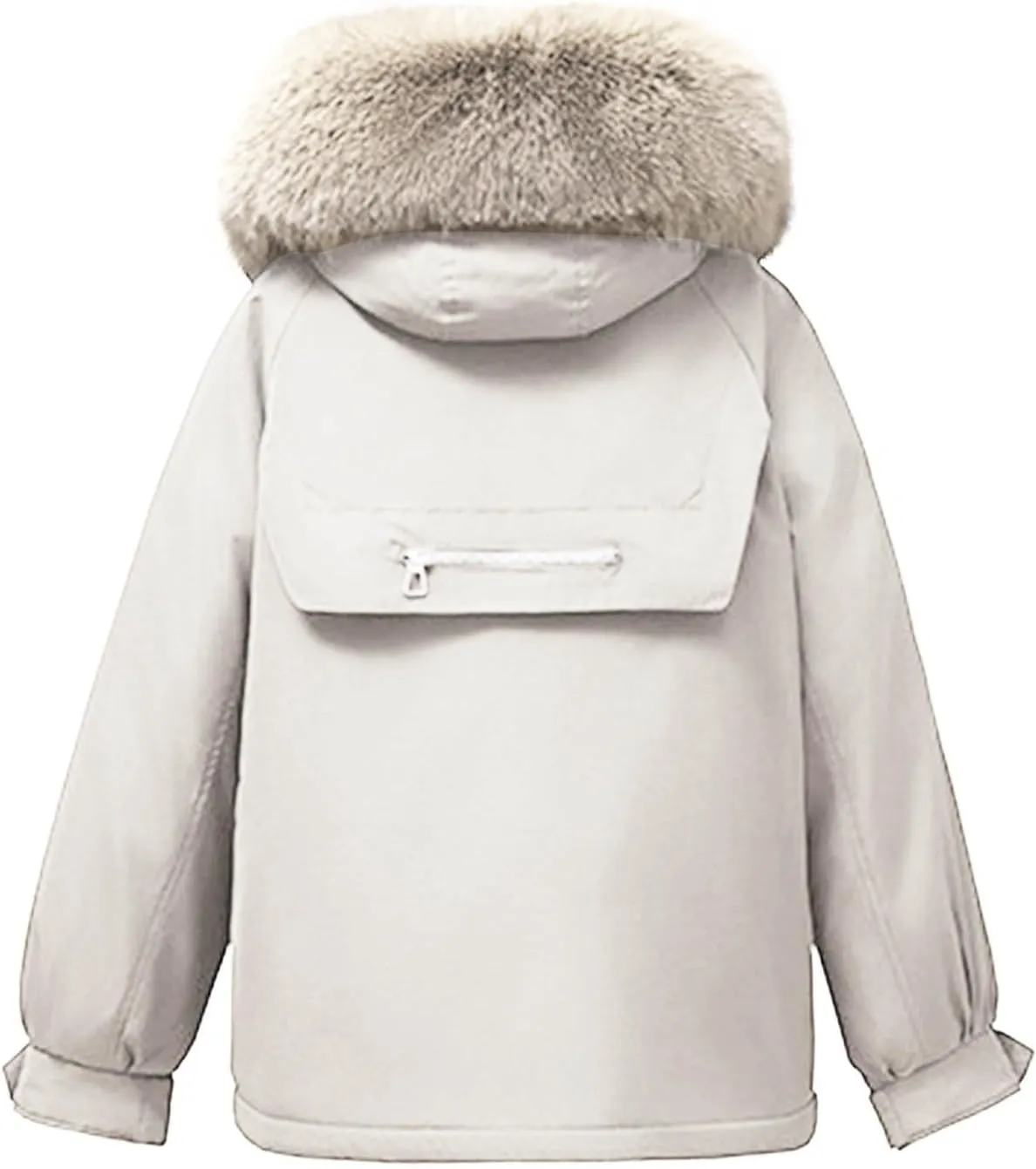 Cotton Winter Puffer Parka Jacket for Women Furry Fur Hooded Quilted Trendy Warm Windproof Thicken Casual Outerwear