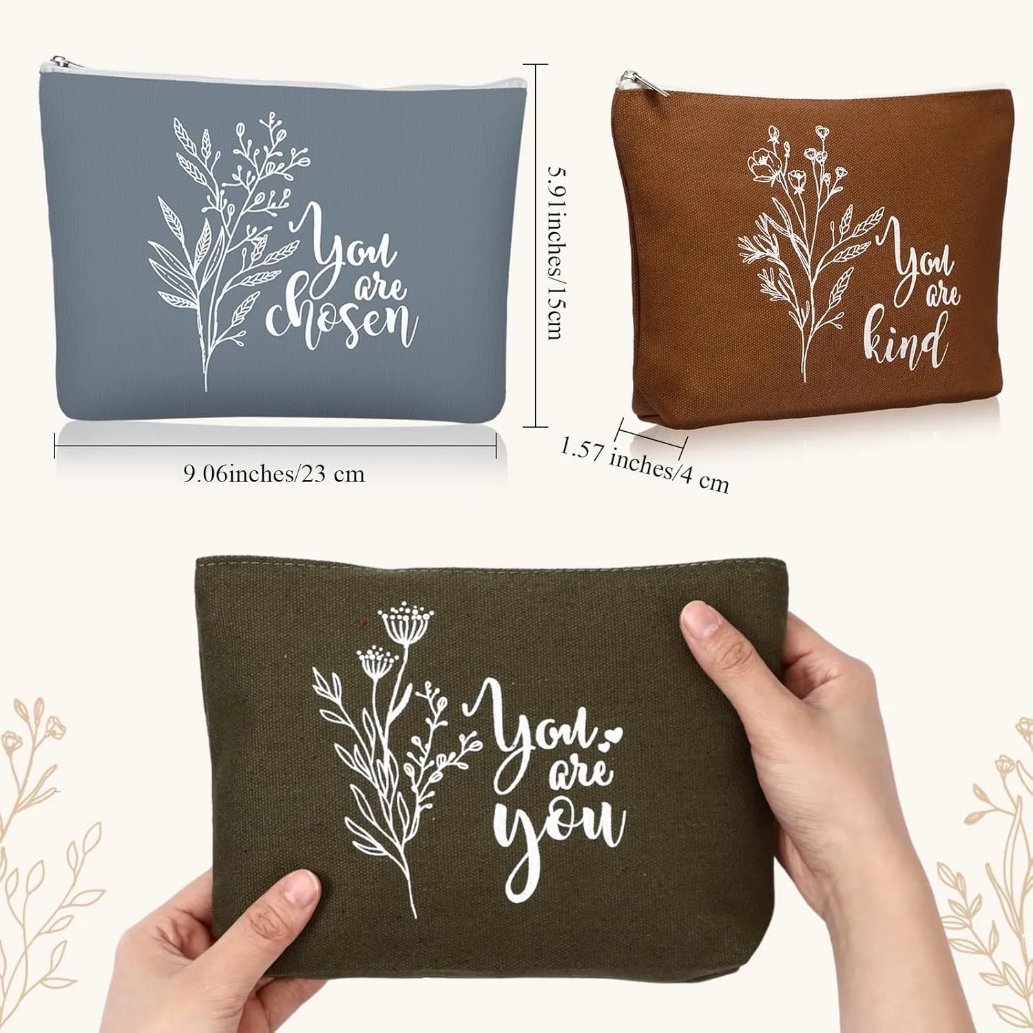 Coume 30 Pcs Mother's Day Gift Bulk Inspirational Canvas Makeup Bag for Women Motivational Cosmetic Bag with Zipper Travel Makeup Pouch for Teacher Nurse Coworker Graduation Birthday Party(Aesthetic)