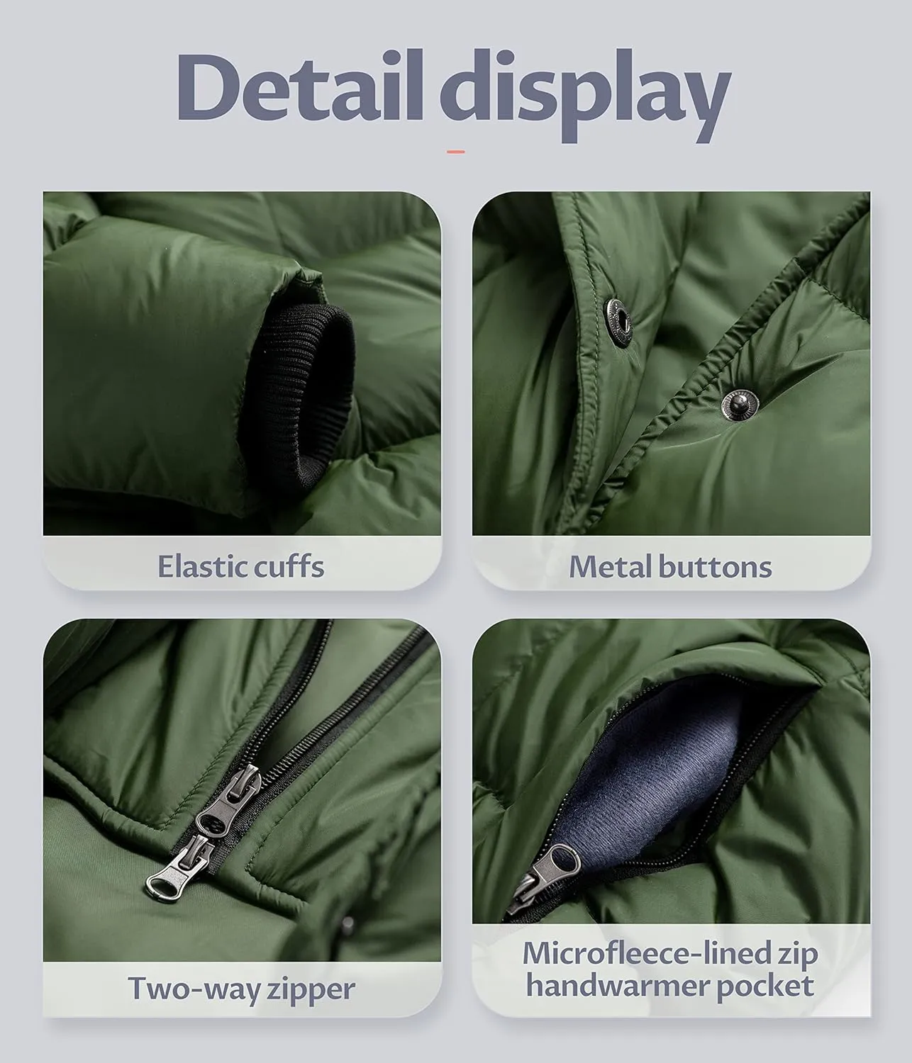 CREATMO US Women's Winter Snow Jacket Long Fur Puffer Coat With Removable Faux Fur Trim