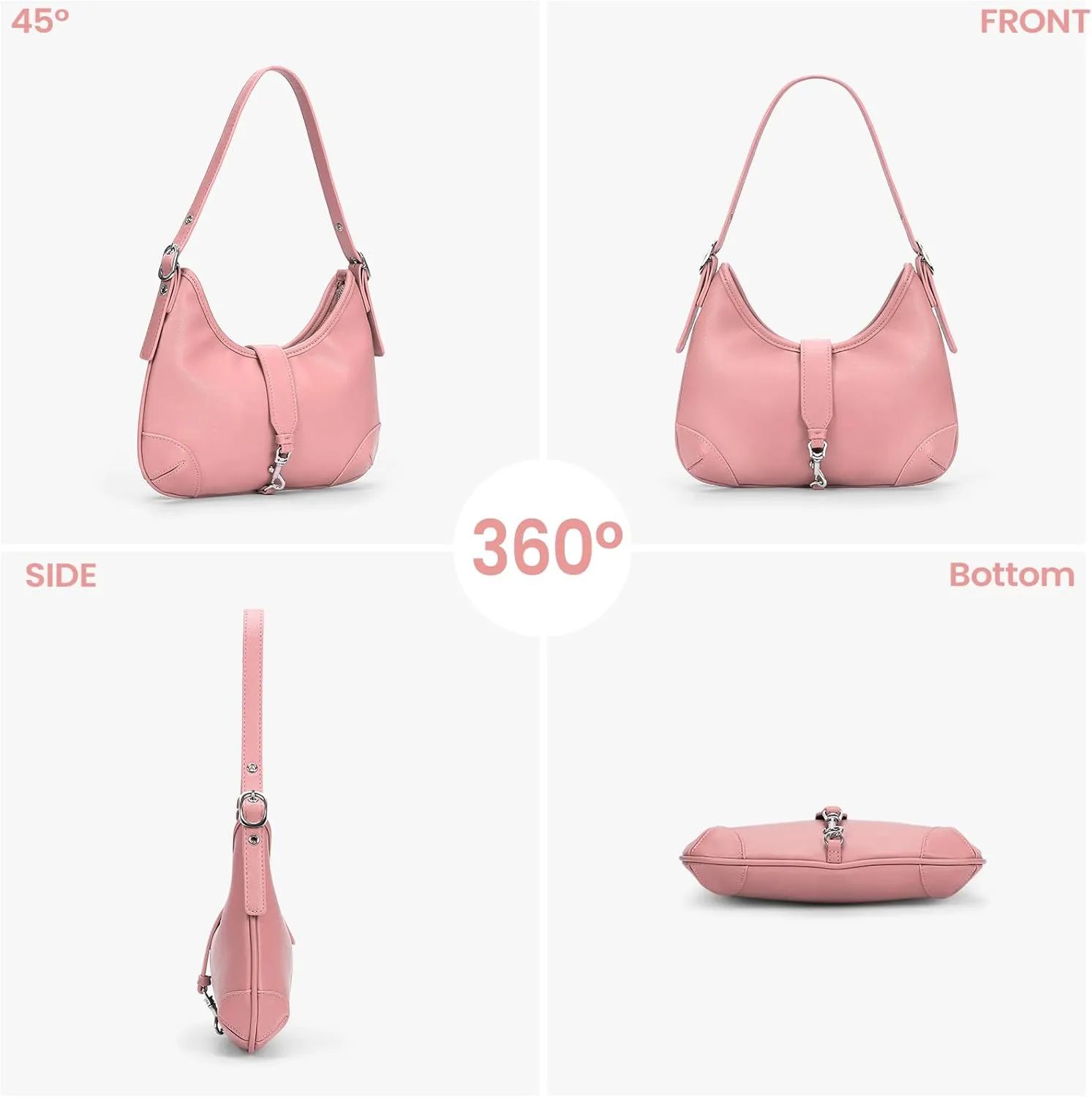 Crescent Shoulder Bag Purses For Women Half Moon Faux Leather Handbag Designer Underarm Hobo Bag Soft Travel