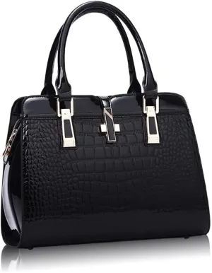 Crocodile Grain Top Handle Tote Work Bags Faux Leather Shoulder Bags with Strap Women's Handbags Satchel Purses