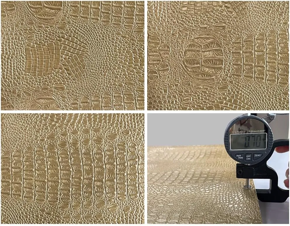 Crocodile Pattern Faux Leather Fabric 36"x54" Marine Vinyl Soft Alligator Skin Synthetic Leather for DIY Upholstery, Crafts, Handbags, Furniture Car Wrapping -Sold by The Yard (Gold, Cut by The Yard)