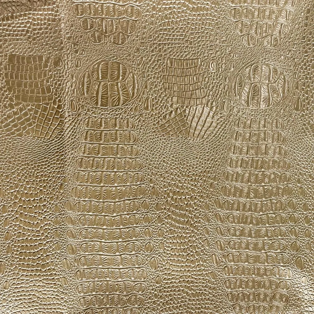 Crocodile Pattern Faux Leather Fabric 36"x54" Marine Vinyl Soft Alligator Skin Synthetic Leather for DIY Upholstery, Crafts, Handbags, Furniture Car Wrapping -Sold by The Yard (Gold, Cut by The Yard)