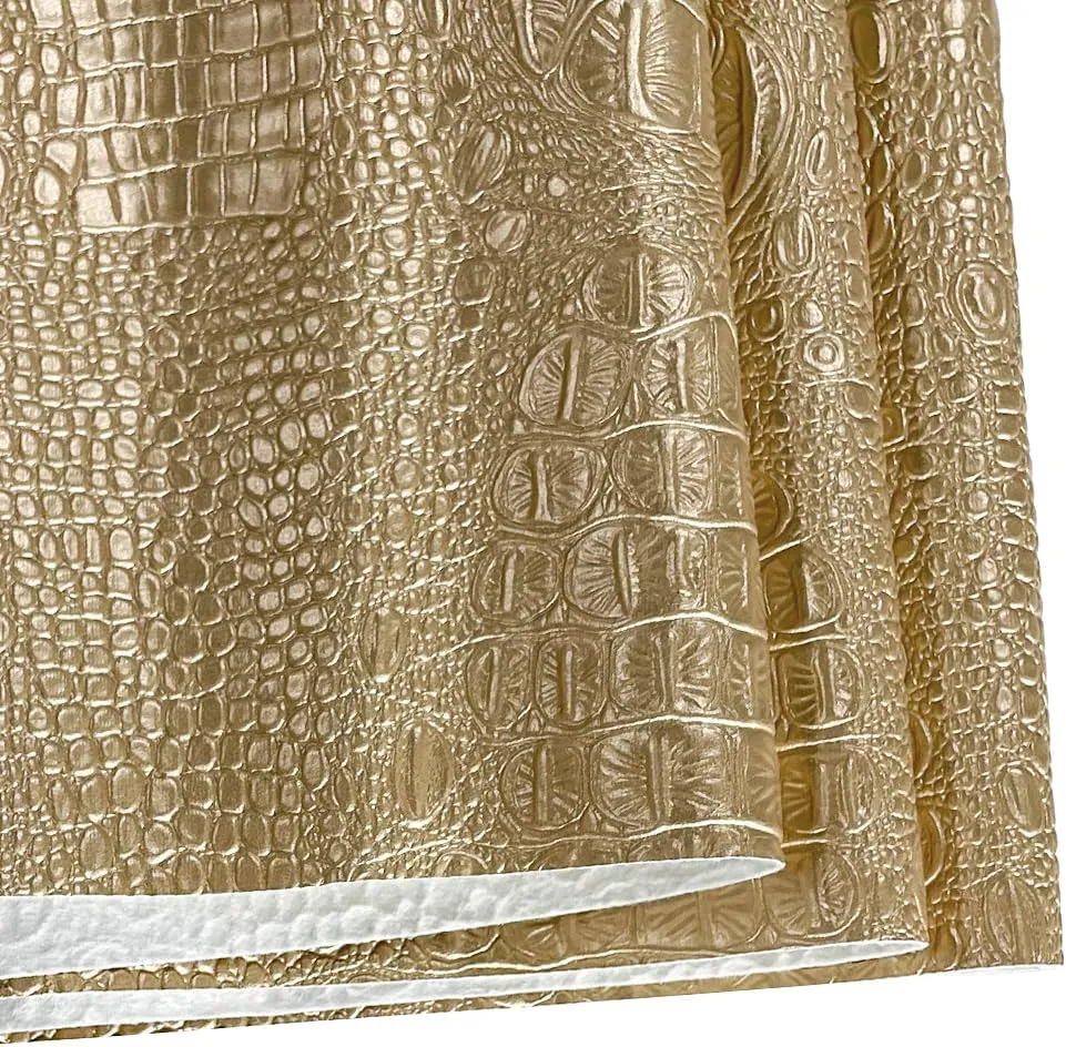Crocodile Pattern Faux Leather Fabric 36"x54" Marine Vinyl Soft Alligator Skin Synthetic Leather for DIY Upholstery, Crafts, Handbags, Furniture Car Wrapping -Sold by The Yard (Gold, Cut by The Yard)