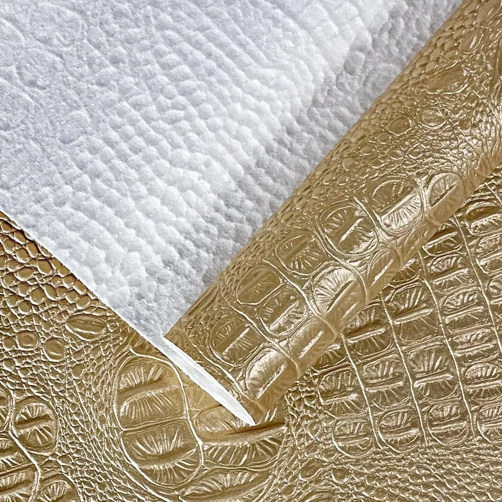 Crocodile Pattern Faux Leather Fabric 36"x54" Marine Vinyl Soft Alligator Skin Synthetic Leather for DIY Upholstery, Crafts, Handbags, Furniture Car Wrapping -Sold by The Yard (Gold, Cut by The Yard)