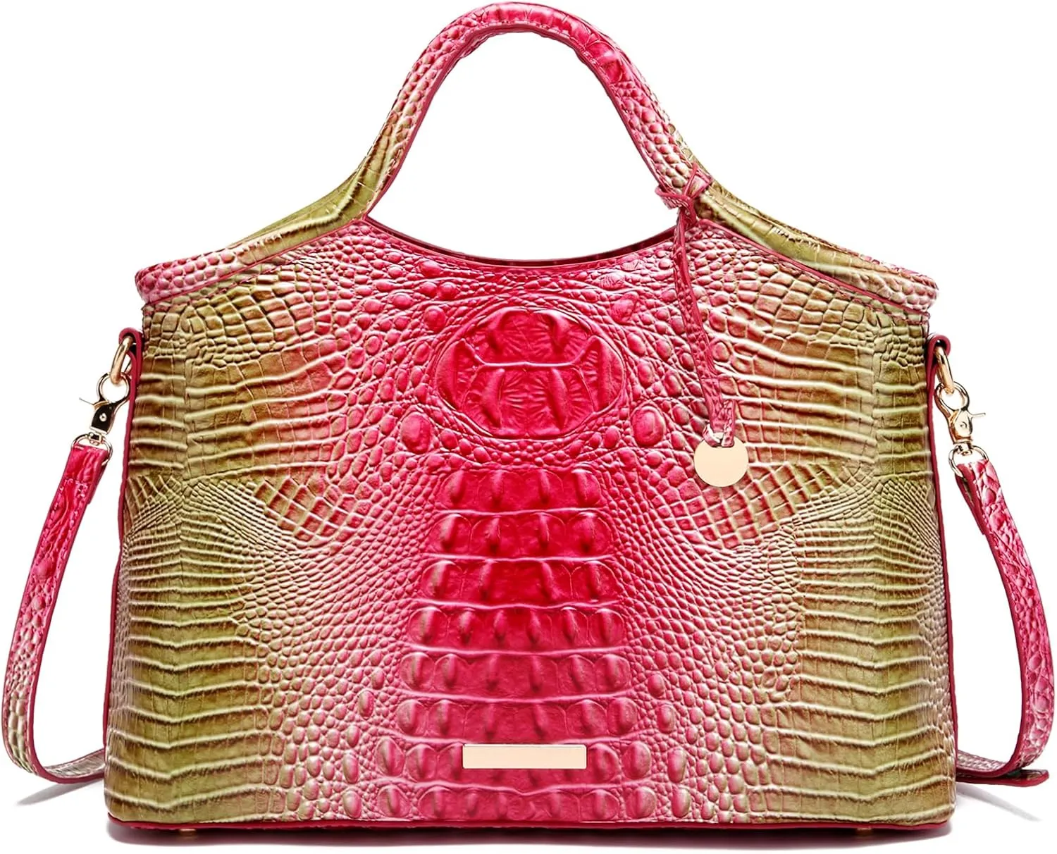 Crocodile Pattern Gradient Top Handle Satchel Large Capacity Tote Bag Casual Versatile Commuter Bag Leather