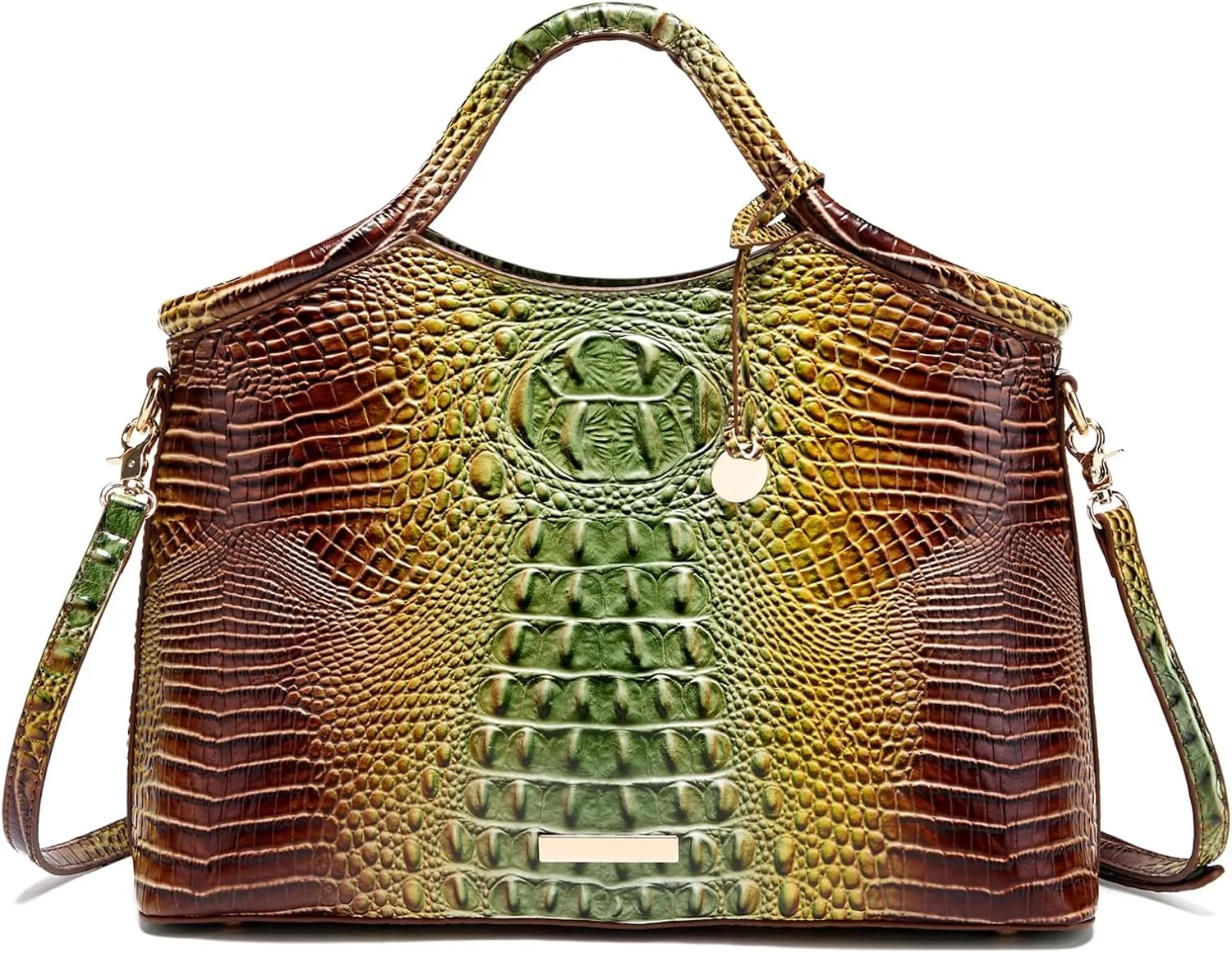 Crocodile Pattern Gradient Top Handle Satchel Large Capacity Tote Bag Casual Versatile Commuter Bag Leather