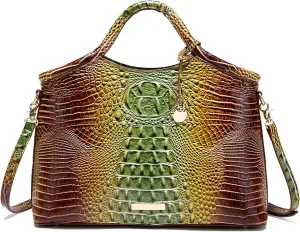 Crocodile Pattern Gradient Top Handle Satchel Large Capacity Tote Bag Casual Versatile Commuter Bag Leather