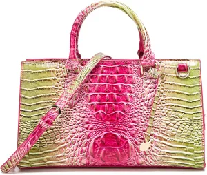 Crocodile Pattern Gradient Top Handle Satchel Large Capacity Tote Bag