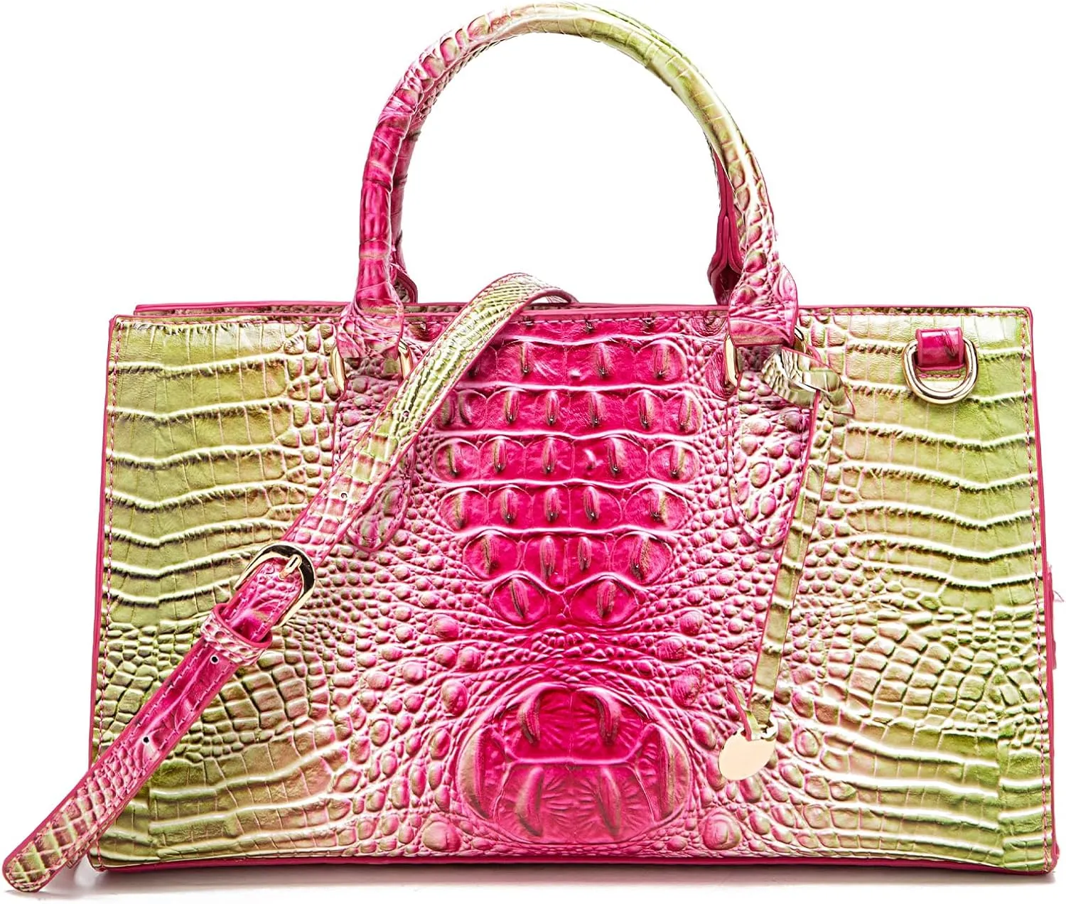 Crocodile Pattern Gradient Top Handle Satchel Large Capacity Tote Bag