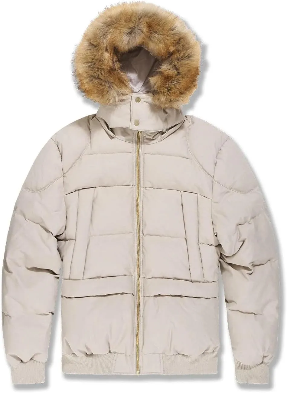 Cross Bay Bomber Jacket with Faux Fur Trim Hood, Quilted,