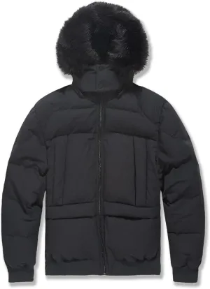 Cross Bay Bomber Jacket with Faux Fur Trim Hood, Quilted,