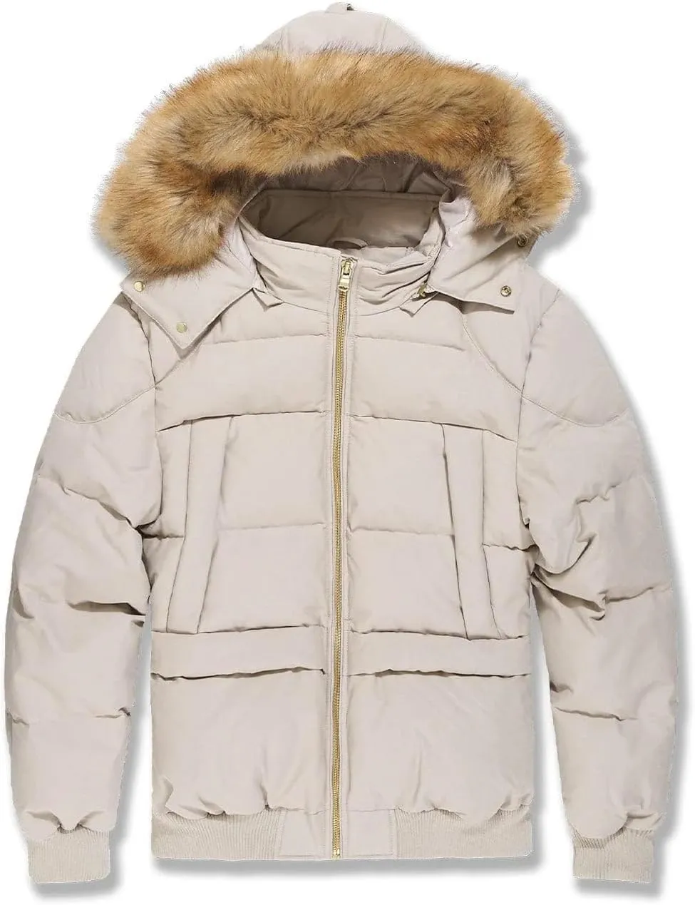 Cross Bay Bomber Jacket with Faux Fur Trim Hood, Quilted,