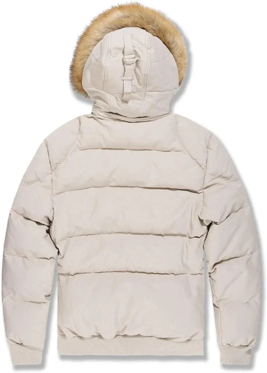 Cross Bay Bomber Jacket with Faux Fur Trim Hood, Quilted,