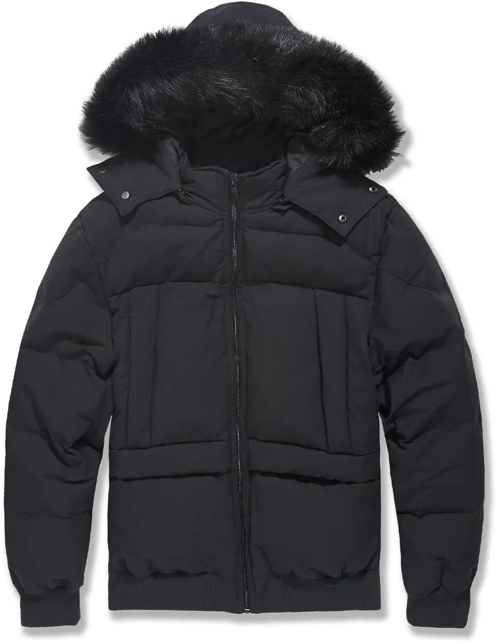 Cross Bay Bomber Jacket with Faux Fur Trim Hood, Quilted,