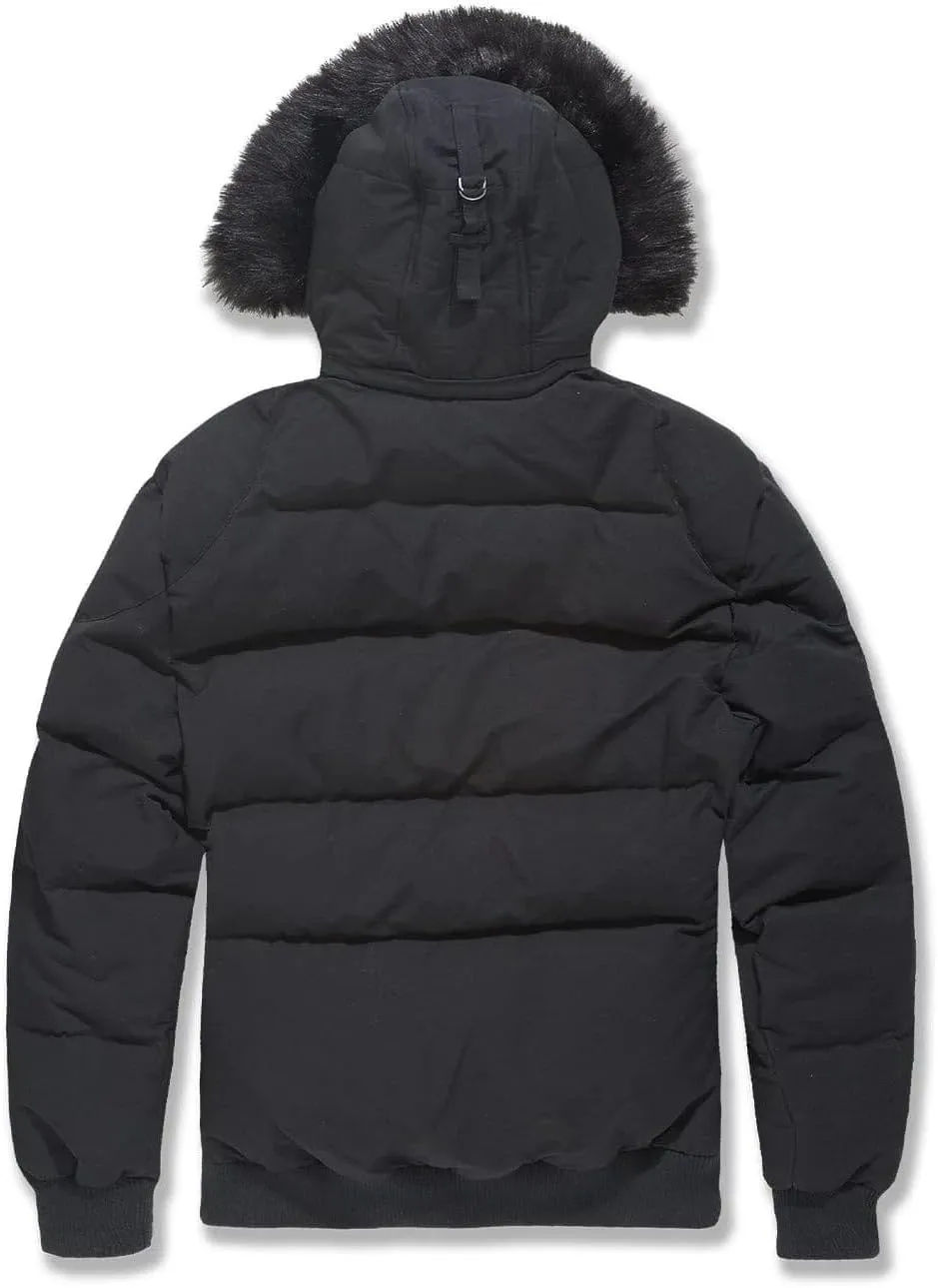 Cross Bay Bomber Jacket with Faux Fur Trim Hood, Quilted,