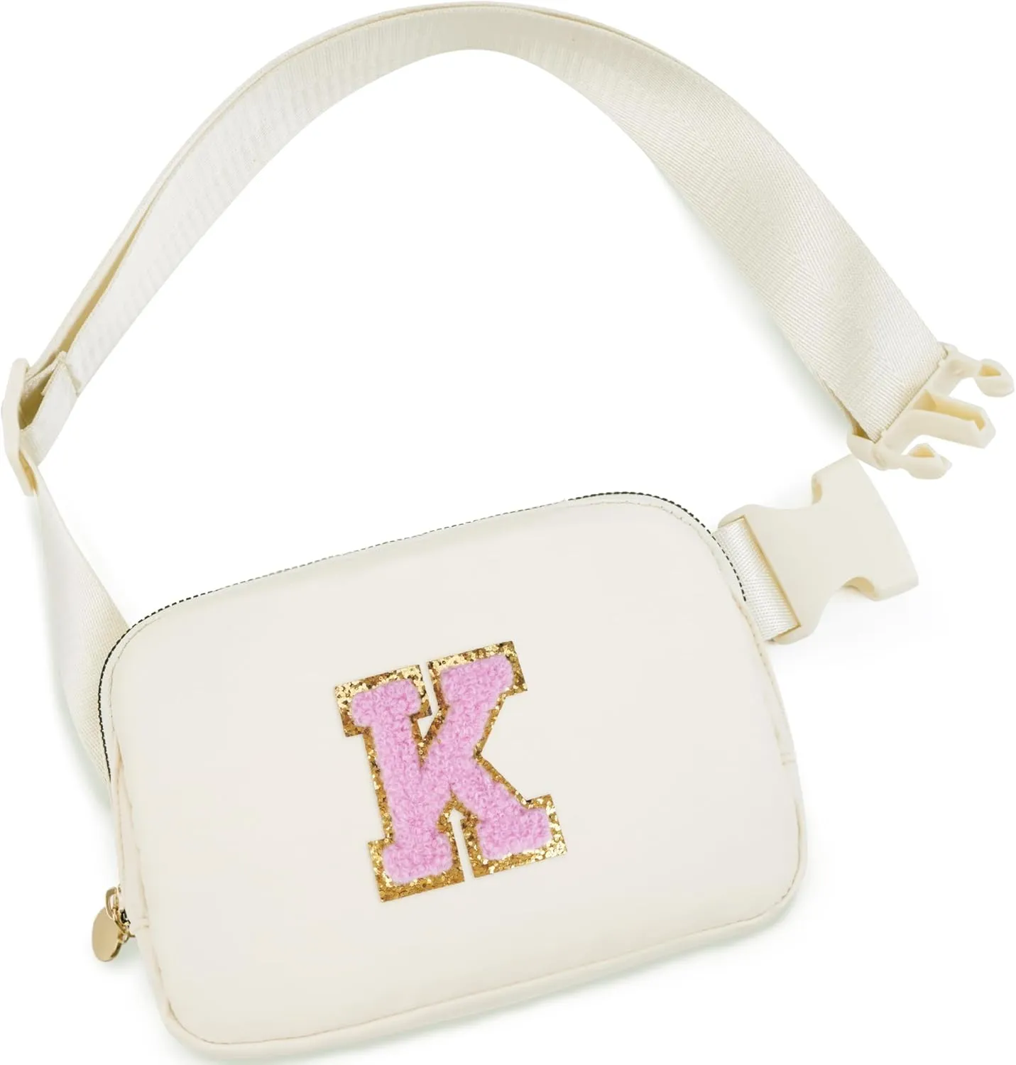 Crossbody Bag for Girls Belt Bag for Women - Fanny Pack for Kids Teen,Women Trendy Bag Fashion Monogrammed Waist Packs | Cream,K
